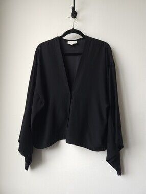 Alexis Black Silk Snap V-Neck Kimono Blouse